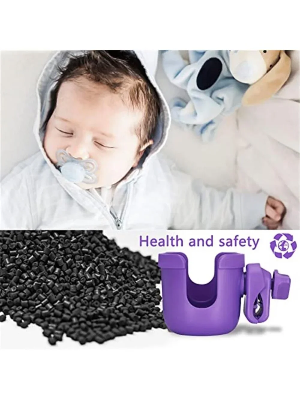 Cup Holder with Phone for Walker Wheelchair Stroller Purple Fits
